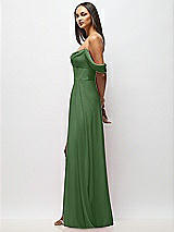 Side View Thumbnail - Vineyard Green Chiffon Corset Maxi Dress with Removable Off-the-Shoulder Swags