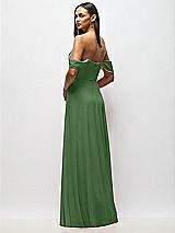 Rear View Thumbnail - Vineyard Green Chiffon Corset Maxi Dress with Removable Off-the-Shoulder Swags