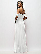 Rear View Thumbnail - White Chiffon Corset Maxi Dress with Removable Off-the-Shoulder Swags