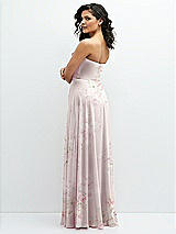 Alt View 3 Thumbnail - Watercolor Print Chiffon Corset Maxi Dress with Removable Off-the-Shoulder Swags