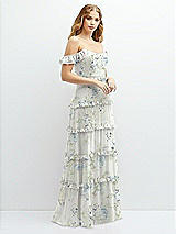 Alt View 2 Thumbnail - Bleu Garden Tiered Chiffon Maxi A-line Dress with Convertible Ruffle Straps