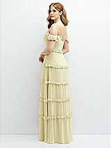 Alt View 3 Thumbnail - Butter Yellow Tiered Chiffon Maxi A-line Dress with Convertible Ruffle Straps