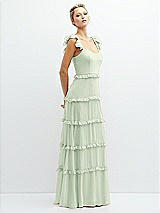 Side View Thumbnail - Mint Green Tiered Chiffon Maxi A-line Dress with Convertible Ruffle Straps