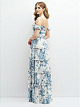 Alt View 3 Thumbnail - Cottage Rose Dusk Blue Tiered Chiffon Maxi A-line Dress with Convertible Ruffle Straps