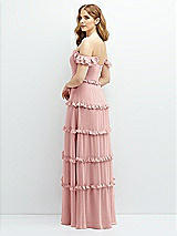 Alt View 3 Thumbnail - Rose Tiered Chiffon Maxi A-line Dress with Convertible Ruffle Straps