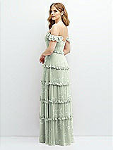 Alt View 3 Thumbnail - Vintage Primrose Sage Tiered Chiffon Maxi A-line Dress with Convertible Ruffle Straps
