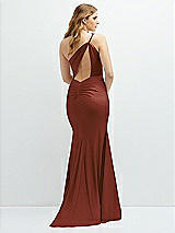 Rear View Thumbnail - Auburn Moon Asymmetrical Open-Back One-Shoulder Stretch Satin Mermaid Dress