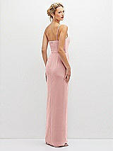Rear View Thumbnail - Rose Sleek One-Shoulder Crepe Column Dress with Cut-Away Slit