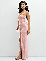 Side View Thumbnail - Rose Sleek Strapless Crepe Column Dress with Cut-Away Slit