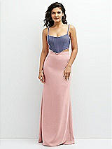 Alt View 1 Thumbnail - French Blue Crepe Mix-and-Match Midriff Corset Top 