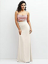 Front View Thumbnail - Ivory Crepe Mix-and-Match High Waist Fit and Flare Skirt