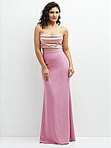 Front View Thumbnail - Powder Pink Crepe Mix-and-Match High Waist Fit and Flare Skirt