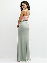 Rear View Thumbnail - Willow Green Crepe Mix-and-Match High Waist Fit and Flare Skirt