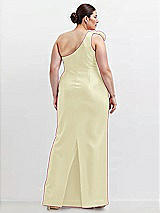 Alt View 2 Thumbnail - Butter Yellow Oversized Flower One-Shoulder Satin Column Dress