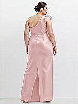 Alt View 2 Thumbnail - Ballet Pink Oversized Flower One-Shoulder Satin Column Dress
