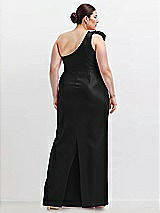Alt View 2 Thumbnail - Black Oversized Flower One-Shoulder Satin Column Dress