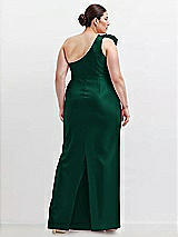 Alt View 2 Thumbnail - Hunter Green Oversized Flower One-Shoulder Satin Column Dress