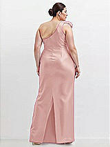 Alt View 2 Thumbnail - Rose Oversized Flower One-Shoulder Satin Column Dress