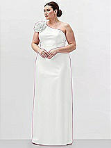 Alt View 1 Thumbnail - White Oversized Flower One-Shoulder Satin Column Dress