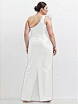 Alt View 2 Thumbnail - White Oversized Flower One-Shoulder Satin Column Dress