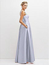 Side View Thumbnail - Silver Dove Lace-Up Back Bustier Satin Dress with Full Skirt and Pockets