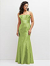 Front View Thumbnail - Mojito Strapless Satin Fit and Flare Dress with Crumb-Catcher Bodice