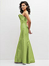 Side View Thumbnail - Mojito Strapless Satin Fit and Flare Dress with Crumb-Catcher Bodice