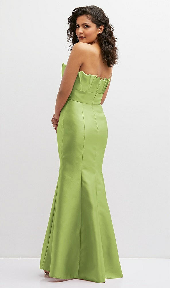 Back View - Mojito Strapless Satin Fit and Flare Dress with Crumb-Catcher Bodice