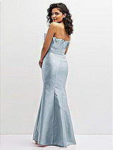 Rear View Thumbnail - Mist Strapless Satin Fit and Flare Dress with Crumb-Catcher Bodice