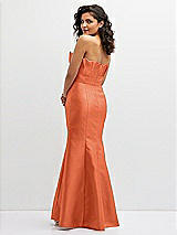 Rear View Thumbnail - Portofino Orange Strapless Satin Fit and Flare Dress with Crumb-Catcher Bodice