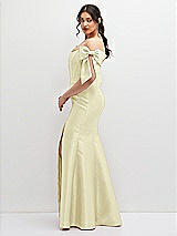 Side View Thumbnail - Butter Yellow Off-the-Shoulder Bow Satin Corset Dress with Fit and Flare Skirt
