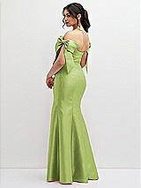 Rear View Thumbnail - Mojito Off-the-Shoulder Bow Satin Corset Dress with Fit and Flare Skirt