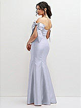 Rear View Thumbnail - Silver Dove Off-the-Shoulder Bow Satin Corset Dress with Fit and Flare Skirt