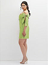 Alt View 3 Thumbnail - Mojito Satin Off-the-Shoulder Bow Corset Fit and Flare Mini Dress