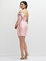 Alt View 4 Thumbnail - Ballet Pink Satin Off-the-Shoulder Bow Corset Fit and Flare Mini Dress