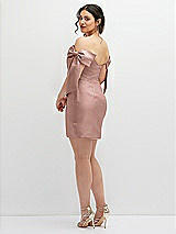 Alt View 4 Thumbnail - Neu Nude Satin Off-the-Shoulder Bow Corset Fit and Flare Mini Dress