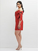 Alt View 3 Thumbnail - Poppy Red Satin Off-the-Shoulder Bow Corset Fit and Flare Mini Dress