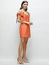 Side View Thumbnail - Portofino Orange Satin Off-the-Shoulder Bow Corset Fit and Flare Mini Dress