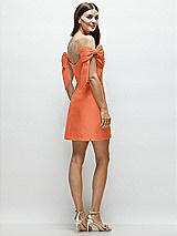 Rear View Thumbnail - Portofino Orange Satin Off-the-Shoulder Bow Corset Fit and Flare Mini Dress