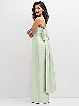 Side View Thumbnail - Mint Green Strapless Draped Bodice Column Dress with Oversized Bow