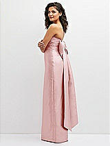 Side View Thumbnail - Ballet Pink Strapless Draped Bodice Column Dress with Oversized Bow