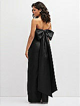 Rear View Thumbnail - Black Strapless Draped Bodice Column Dress with Oversized Bow