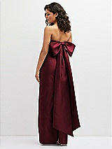 Rear View Thumbnail - Cabernet Strapless Draped Bodice Column Dress with Oversized Bow