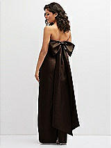 Rear View Thumbnail - Espresso Strapless Draped Bodice Column Dress with Oversized Bow