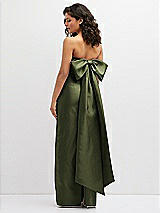 Rear View Thumbnail - Olive Green Strapless Draped Bodice Column Dress with Oversized Bow