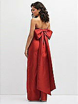 Rear View Thumbnail - Poppy Red Strapless Draped Bodice Column Dress with Oversized Bow
