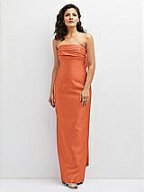 Front View Thumbnail - Portofino Orange Strapless Draped Bodice Column Dress with Oversized Bow