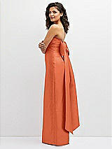 Side View Thumbnail - Portofino Orange Strapless Draped Bodice Column Dress with Oversized Bow