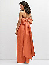 Rear View Thumbnail - Portofino Orange Strapless Draped Bodice Column Dress with Oversized Bow