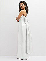 Side View Thumbnail - White Strapless Draped Bodice Column Dress with Oversized Bow